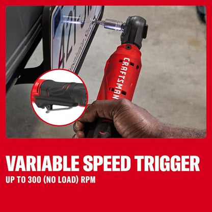CRAFTSMAN V20 Cordless Ratchet Wrench, Multi-Size 3/8 Ratchet, 1/4 and 1/2 Interchangeable Anvils, LED Light, 40 ft-lbs Torque, 300 RPM, Battery Not Included (CMCF935B) - style: NEW V20 3/8 Inch Drive Ratchet