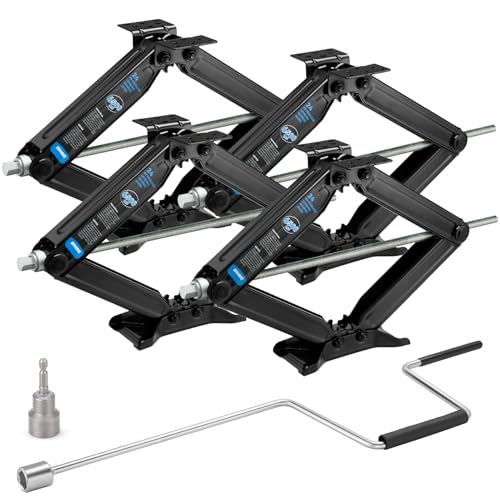 Kohree 6500lbs Heavy Duty RV Stabilizer Jacks 4 Pack, 24 Inch Leveling Scissor Jack for Travel Trailer Camper, with Crank Handle and Drill Bit - size: 4P-6500-24inch