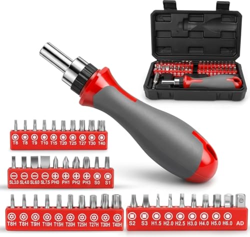 42-in-1 Ratcheting Screwdriver Set,1/4"Drive with 40 CRV Bits | With 60mm extension bar for home maintenance,bike repair & assembly jobs - color: 42pcs Ratchet Screwdriver Set