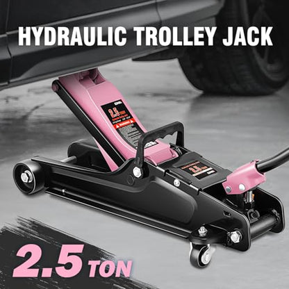 DNA Motoring Low Profile Hydraulic Trolley Service/Floor Jack, 2.5 Ton (5500 lbs) Capacity, Lifting Range 3.35"-15.16",Pink, TOOLS-00676-PK - color: Pink, style: 2.5 ton