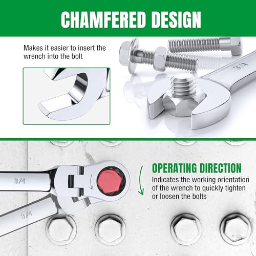 SK Flex Head Ratcheting Wrench Set, SAE 3/8"-3/4", Metric 10-19mm, 14-Piece | Ratchet Wrenches Set 72-Tooth, Combination Wrench Set, Chamfered Head Design, Premium CR-V Steel, Roll-Up Pouch - size: METRIC&SAE
