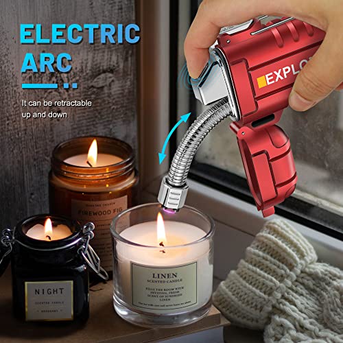 Lafagiet USB C Rechargeable Lighter, 360° Flexible Neck, Wind & Water Proof, Electric Arc Lighters for Candle, Camping - color: F37-rd