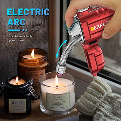 Lafagiet USB C Rechargeable Lighter, 360° Flexible Neck, Wind & Water Proof, Electric Arc Lighters for Candle, Camping - color: F37-rd