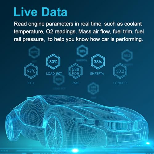 Veepeak Car OBD2 Scanner Diagnostic Tool, Check Engine Light Code Reader | Read & clear engine codes with 40,000+ DTC definitions, live data, 12V battery voltage, phone report print & carrying case