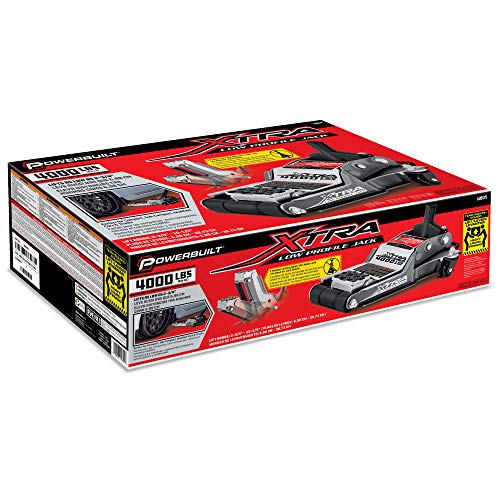 Powerbuilt Xtra Low Profile Floor Vehicle Jack with Safety Bar, Extra Low Car Jack - 2 Ton Load Capacity 620479E, Silver - size: 2 Ton, Xtra Low Profile