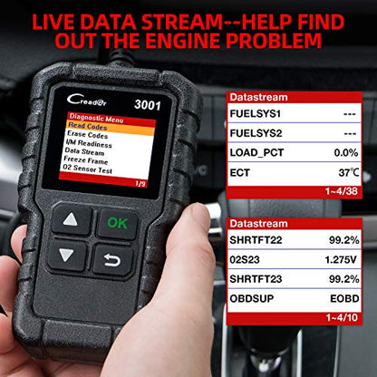 LAUNCH Creader 3001 OBD2 Scanner-2025 Upgrade Ver. Engine Fault Code Reader,Support O2 Sensor,Lifetime Free Update,Scanner for All OBDII Protocol Cars Since 1996