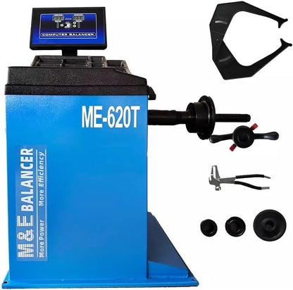 ME-T530Z & ME-B620 Tire Changer and Wheel Balancer Combo, Wheel Balancer with Pedal Inflation Gauge, Double Assist Arm Rim Clamp Machine, Alloy Steel Jaw and Stainless Mounting Head - color: Blue530+620