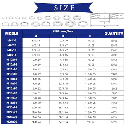 510PCS Crush Washer Oil Drain Plug,18 Sizes Aluminum Oil Drain Plug Gasket Assortment,Automotive Engine Crush Washers (M6 M8 M10 M12 M14 M16 M18 M20 M22 M24) - size: 510PCS 18 Sizes (M6-M24)