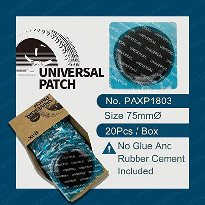 PAX 20Pcs 75mm Round Universal Tube and Tire Repair Patches, for Radial and Bias Tires, Motorcycle, Automobile, Truck, Agricultural Vehicles, BMX, ATVs, River Floating, Inflatable Rubber - size: 75mm