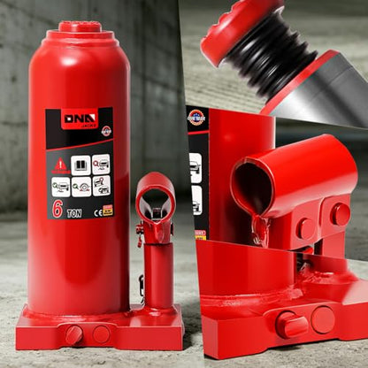 DNA Motoring 6 Tons / 12000 lbs Lifting Automotive Welded Hydraulic Bottle Jack for Car SUV Pickup Truck, Auto Repair, with Manual Handle & Carrying Storage Case, Red - color: red, style: 6 ton