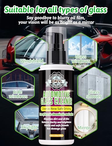 Kingvo Car Glass Cleaner Spray, Windshield Washer Fluid,Car Window Cleaner Auto Detailing Supplies Shower Door Water Spot Remover Washing Kit,100g