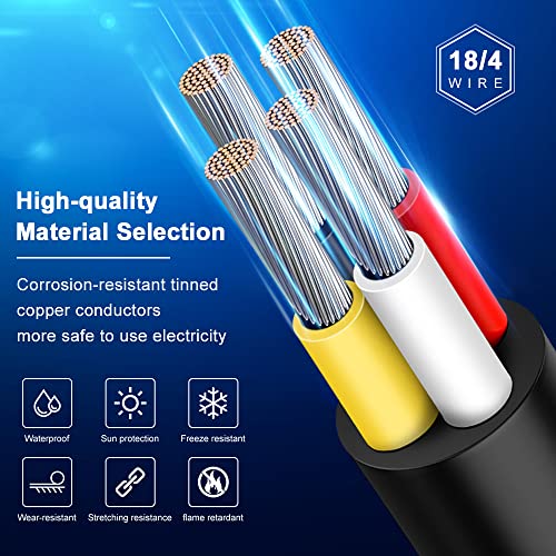 18 Gauge 4 Conductor Electrical Wire, 16.5FT 18AWG Black PVC Stranded Tinned Copper 4 Wire Cable, 18/4 Cord Extension Cable for LED Lamp Lighting, Automotive, Speaker, Audio, Power etc. - size: 16.5 FT, style: 18 AWG-4C