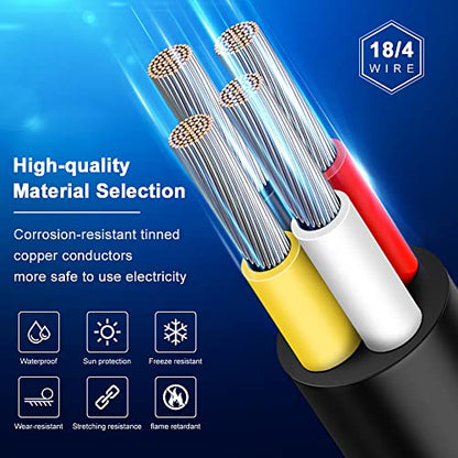 18 Gauge 4 Conductor Electrical Wire, 16.5FT 18AWG Black PVC Stranded Tinned Copper 4 Wire Cable, 18/4 Cord Extension Cable for LED Lamp Lighting, Automotive, Speaker, Audio, Power etc. - size: 16.5 FT, style: 18 AWG-4C
