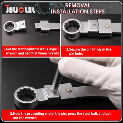 15PCS Universal Auxiliary Idler Belt Tensioner Pulley Removal Tool Kit, 12-Point 12-19mm (0.47"-0.74") Serpentine Belt Tension Pulley Wrench Set, Engine Timing Belt Tensioning Nut Bolt Screw Remover | 12Point, 12-19mm(0.47"-0.74") Serpentine Belt Tension