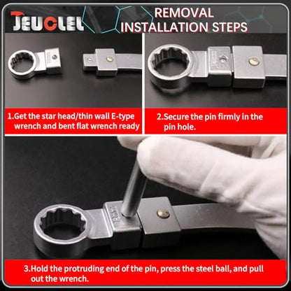 15PCS Universal Auxiliary Idler Belt Tensioner Pulley Removal Tool Kit, 12-Point 12-19mm (0.47"-0.74") Serpentine Belt Tension Pulley Wrench Set, Engine Timing Belt Tensioning Nut Bolt Screw Remover | 12Point, 12-19mm(0.47"-0.74") Serpentine Belt Tension