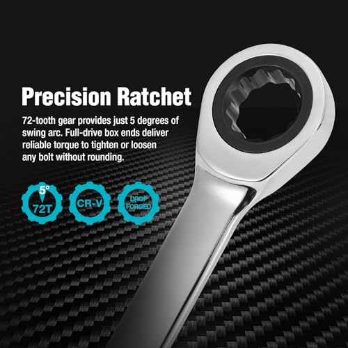 DURATECH 9mm Extra Long Ratcheting Wrench, Metric, CR-V Steel - size: 9mm