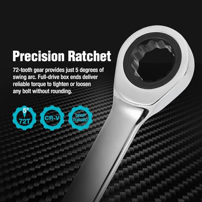 DURATECH 9mm Extra Long Ratcheting Wrench, Metric, CR-V Steel - size: 9mm