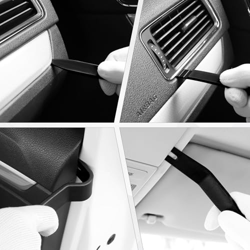 5 pcs Auto Trim Removal Tool Kit, No Scratch Plastic Pry Tool Kit - Interior Door Panel Clip Fastener Removal Set for Vehicle Dash Radio Audio Installer (Black) - color: Black