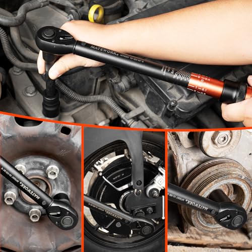 Matework 1/2 Inch Drive Click Torque Wrench, 10-180 ft.lb/13.6-244.1 Nm, ±3% High Precision Lug Nut Torque Wrench with 72 Tooth Dual-Direction for Moto, Wheel Tire and Car Repair - size: 1/2-inch (Single, 10-180 ft.lb/13.6-244.1 nm)