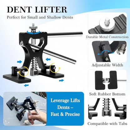 VEXTRO Dent Puller Kit Dent Removal Tools for Car, Paintless Dent Repair Kit with Metal Dent Lifter, Powerful Slide Hammer T-Bar, Bridge Puller, Auto Body Dent Repair, Door Ding, Hail Damage Removal