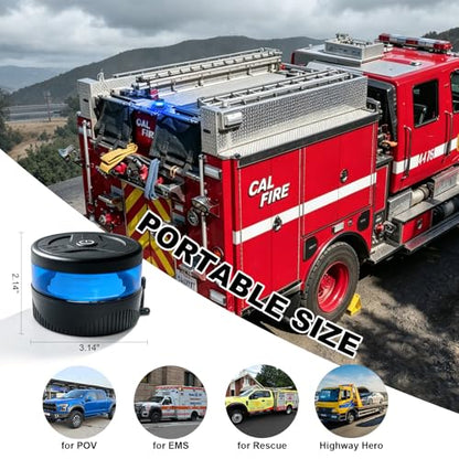 Magnetic Wireless Beacon Light, USB-C Rechargeable LED Strobe Lights for Truck, Mini Portable Flashing Emergency Safety Warning Light for Volunteer Firefighter POV Highway Hero IP67 Waterproof, Blue - color: Blue