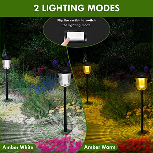 Solar Pathway Lights Super Bright 200 lumens with 2-in-1 Warm White and Daylight Modes, Solar Lights Outdoor Waterproof for Yard, Path, Sidewalk, Driveway or Walk Way Light(2 Pack) - size: 2 Pack-200 Lumen