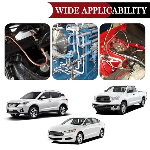 2 Sets 3/16 Brake Lines Kit,25 Ft Flexible Copper Brake Line 3/16 with Brakes Line Fittings(32pcs Fittings,8pcs Nuts,4pcs Unions),Multi-purpose Copper Tubing for Braking,Fuel Systems