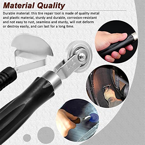 70Pcs Tire Patch Kit Heavy Duty, Tire Roller, Liner Scraper, Rubber Repair Patches, Valve Core Removal Tool with Tire Valve Caps, 4-Way Valve Tool and Valve Core Wrench