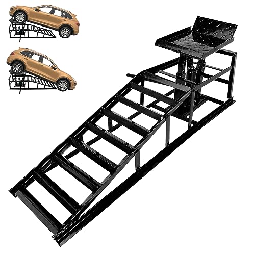 1 Pack Automotive Car Service Ramp Low Profile Car Lift Service Ramp Truck Trailer Garage 5 Tons 5T 10000lbs, Automotive Hydraulic Lift Repair Frame Lift, Height Hydraulic Vehicle Ramp (Black) - size: Black-1 Pack