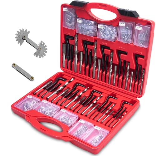 Helicoil Thread Repair Kit 262 Pc Metric & SAE Helicoil Repair Kit Includes M5 M6 M8 M10 M12 1/4" 5/16" 3/8" 7/16" 1/2" Kit with Thread Gauge - size: 10 sizes, style: Metric & SAE Set, 262 pcs