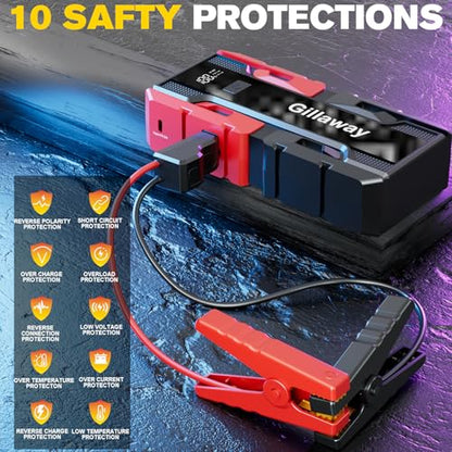 001B 3000A Car Jump Starter Battery Pack (Up to 9.0L Gas and 7.0L Diesel Engine), 12V Car Charger Jump Starter Portable Battery Jump Starter with Power Bank - color: red