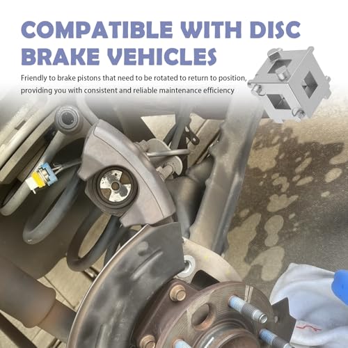 Car Cube Brake Caliper Compression Tool with 3/8" Square Drive,Six-Side-in-One Disc Brake Piston Tool for Adjusting Piston,Multi-Function Steel Disc Rear Brakes Calipers Tools