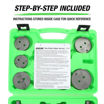 OEMTOOLS 18 Piece Disc Caliper Set, Brake Pad Replacement Tool | For Domestic/Imports, Includes Left Hand Threading Tool, 15 Adapters, Rust-Resistant Finish, Comes in Storage Case - size: 18 Piece Master Kit