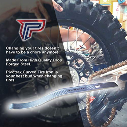 PIVOTRAX 15” Tire Mount | Demount Curved Iron Tire Lever | Wrench, Set of 2 Tire Spoons