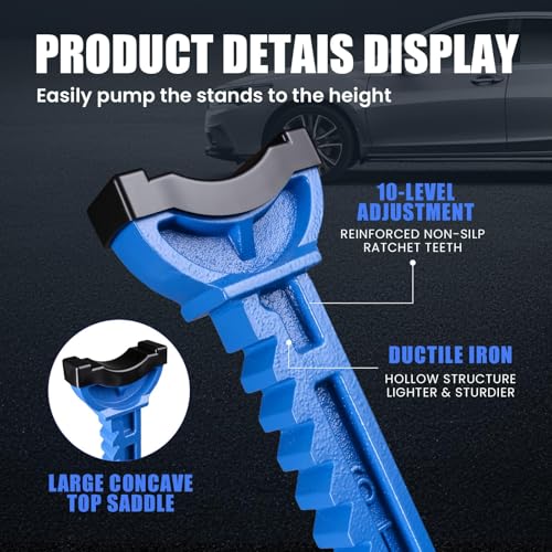 Jack Stands 6 Ton with Double Locking, 12000 lb Capacity, Heavy Duty Car Jack Stands with Rubber Pads, Adjustable for Lifting SUV, Pickup Truck Garage, 1 Pair Blue and Black - style: 6T Double Pin Locking with Rubber Pads