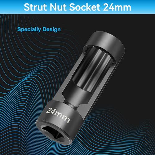 Suspension Socket Tool - 18mm, 19mm, 21mm, 22mm, 24mm Strut Nut Sizes, 12 Point 1/2" Drive, Easy Strut Nut Removal, Vm Number 3353 - color: 24mm