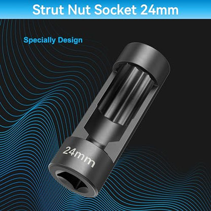Suspension Socket Tool - 18mm, 19mm, 21mm, 22mm, 24mm Strut Nut Sizes, 12 Point 1/2" Drive, Easy Strut Nut Removal, Vm Number 3353 - color: 24mm