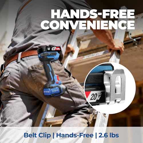 Dong Cheng 20V 1/4" Hex Brushless Impact Driver, 1460 in-lbs Cordless Impact Driver with 2.0Ah Batteries, 3-Speed, 4.9" Compact Impact Driver for Cabinetry, Deck Building & HVAC Installation - style: 1460 in-lbs, 1x Battery