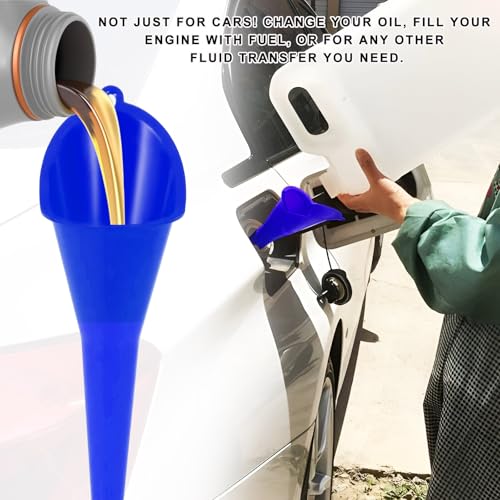 Oil Funnel, Plastic Long Neck Multi-Purpose Spill Saver Funnel, Engine Oil Funnels for Filling Oils Gas Water Diesel Fuel Lubricants for Car Motorcycle ATV Boat (Blue-1PCS) - color: Blue-1PCS