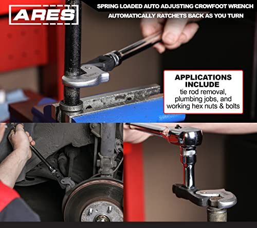 ARES 33008 – 2-Piece Spring Loaded Auto Adjusting Crowfoot Wrench Set – Adjustable Wrench Set with 8 to 32mm (5/16-Inch to 1 1/4-Inch) Coverage – Male & Female Square Drives for Increased Versatility - size: 2-Piece Auto Adjusting Crowfoot Wrench Set
