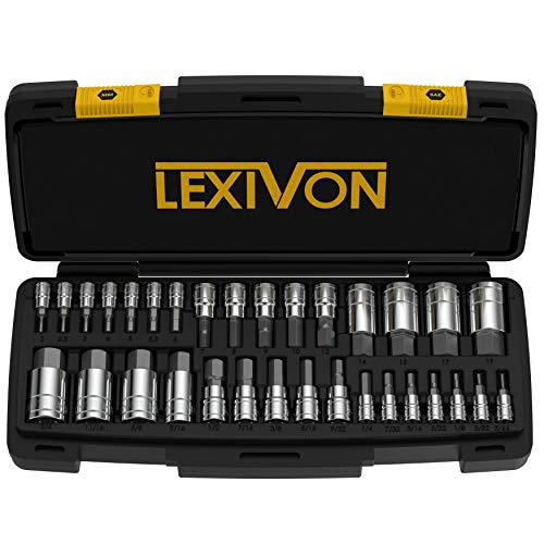 LEXIVON Master HEX Bit Socket Set, Premium S2 Alloy Steel | Complete 32-Piece, SAE and Metric Set | Enhanced Storage Case (LX-144) - style: HEX 32pc