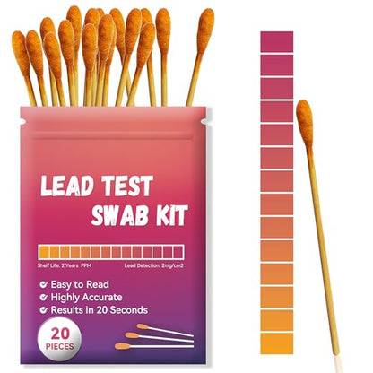 AAwipes Lead Test Kit (20 Pcs Lead Check Swabs) Results in 20-Seconds by Using Water Only, No White Vinegar Required. Lead Test Strips for Home, Paints, Ceramics, Wood (LSB20)