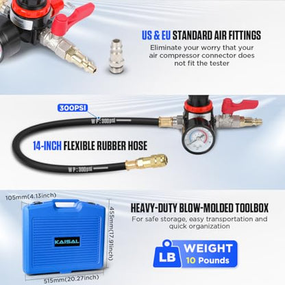 Turbo Boost Leak Tester Kit 19PC Boost Leak Test Kit w/S.moke Adpt Turbo System Pressure Leakage Tester 8 Pairs of Stepped Adapters 1-1/5" to 4-8/25" Turbo Test Kit for Radiator Cooling Emission Pipes - style: 19PCS