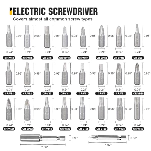 Electric Screwdriver Set with LED Light, USB Rechargeable Cordless Screwdriver, Level 5 Torque Screwdriver with 28 pcs Screwdriver Bit Set & Carrying Case for Home, Electronic, Automotive