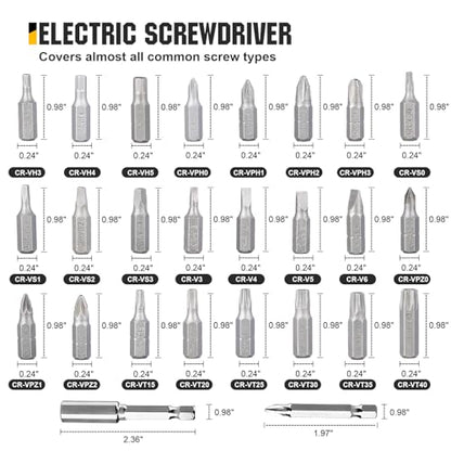 Electric Screwdriver Set with LED Light, USB Rechargeable Cordless Screwdriver, Level 5 Torque Screwdriver with 28 pcs Screwdriver Bit Set & Carrying Case for Home, Electronic, Automotive