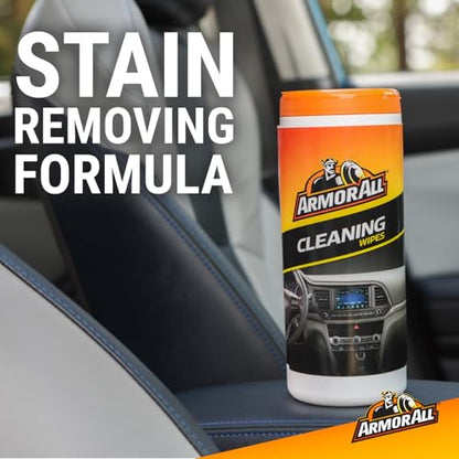 Armor All Car Cleaning Wipes, 90 Count Canister, Car Wipes | Lint-free car dashboard cleaner for dashboards, vinyl, clear plastics, carpet and fabric; not for glass or leather - size: 90 Count (Pack of 1)