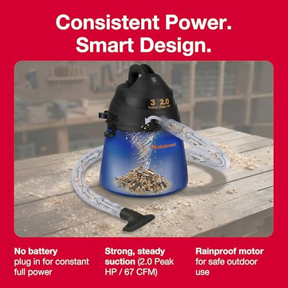 Koblenz WD-353L Wet Dry Vacuum Cleaner, Home Car Garage Workshop, 2.0 PHP - size: 3 Gallon 2.0 HP