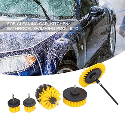 6Pcs Drill Brush Car Detailing Kit, Power Scrubber Brush Set with 1/4" Hex Shank, Nylon Cleaning Brushes for Car Seats, Carpets, Upholstery, Tiles, Shower Doors, Boat, Home