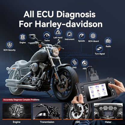 iCarsoft MT V6 Motorcycle Diagnostic Scan Tool for Harley, 57 Reset Services, 43 Actuation Test, Battery Test, All Motorbike System Diagnose, Read/Clear Codes, Live Data,Also Car OBD2 Diagnose