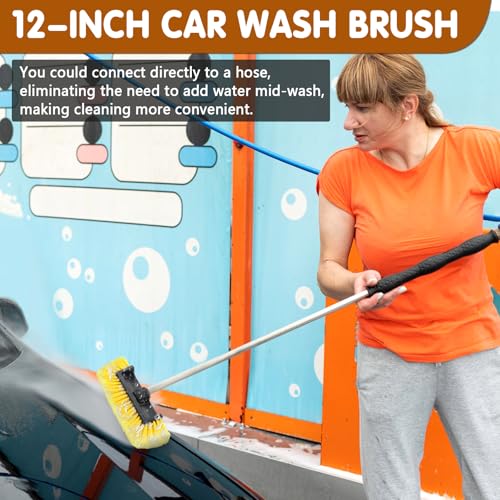 12" Car Wash Brush Head, Soft Bristle Scrub Brush, Large Durable Car Washing Brush, Wash Brushes for Vehicles, Auto, Truck, Boat, House Siding, Sweep Snow, Caravan, Solar Panel